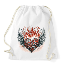 PRINTFASHION Lángoló Szív - Sportzsák, Tornazsák - Fehér tornazsák