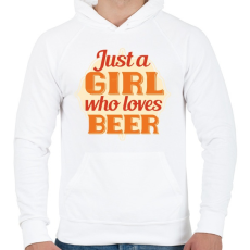 PRINTFASHION Lány aki szereti a sört - Girl loves beer - Férfi kapucnis pulóver - Fehér