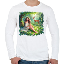 PRINTFASHION Lány az erdőben - Férfi hosszú ujjú póló - Fehér férfi póló