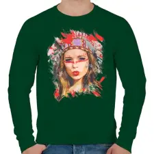 PRINTFASHION Lány - Férfi pulóver - Sötétzöld férfi pulóver, kardigán