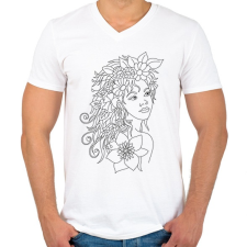 PRINTFASHION Lány - Férfi V-nyakú póló - Fehér férfi póló