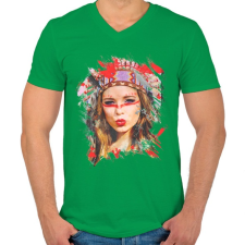 PRINTFASHION Lány - Férfi V-nyakú póló - Zöld férfi póló