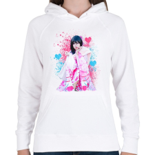 PRINTFASHION lány portré - Női kapucnis pulóver - Fehér női pulóver, kardigán