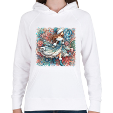 PRINTFASHION Lány téli hangulatban - Női kapucnis pulóver - Fehér női pulóver, kardigán