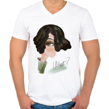 PRINTFASHION Lány.what? - Férfi V-nyakú póló - Fehér férfi póló
