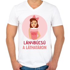 PRINTFASHION Lánybúcsú a láthatáron - Férfi V-nyakú póló - Fehér