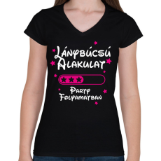 PRINTFASHION Lánybúcsú alakulat Party folyamatban - Női V-nyakú póló - Fekete
