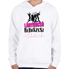 PRINTFASHION Lánybúcsú bebaszcsi csapat - Gyerek kapucnis pulóver - Fehér