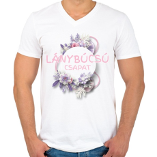 PRINTFASHION Lánybúcsú csapat - Férfi V-nyakú póló - Fehér