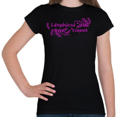 PRINTFASHION Lánybúcsú csapat (levélmintás) - Női póló - Fekete