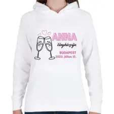 PRINTFASHION Lánybúcsú egyedi névvel - Női kapucnis pulóver - Fehér női pulóver, kardigán