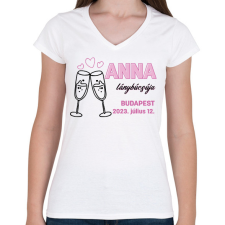 PRINTFASHION Lánybúcsú egyedi névvel - Női V-nyakú póló - Fehér női póló