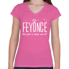 PRINTFASHION Lánybúcsú - FEYONCÉ - Női V-nyakú póló - Rózsaszín