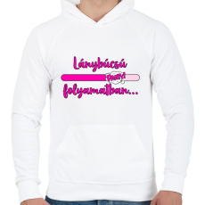 PRINTFASHION Lánybúcsú folyamatban - Férfi kapucnis pulóver - Fehér