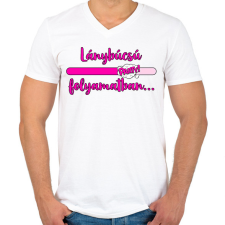 PRINTFASHION Lánybúcsú folyamatban - Férfi V-nyakú póló - Fehér férfi póló