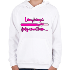 PRINTFASHION Lánybúcsú folyamatban - Gyerek kapucnis pulóver - Fehér