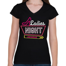 PRINTFASHION Lánybúcsú Ladies Night - Női V-nyakú póló - Fekete női póló