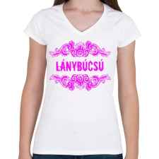 PRINTFASHION Lánybúcsú - Női V-nyakú póló - Fehér női póló
