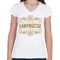 PRINTFASHION Lánybúcsú - Női V-nyakú póló - Fehér