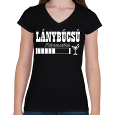 PRINTFASHION Lánybúcsú - Női V-nyakú póló - Fekete