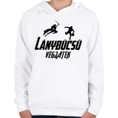 PRINTFASHION Lánybúcsú végjátek - Gyerek kapucnis pulóver - Fehér