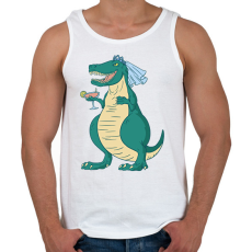 PRINTFASHION Lánybúcsús dínó - Férfi atléta - Fehér