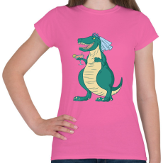 PRINTFASHION Lánybúcsús dínó - Női póló - Rózsaszín