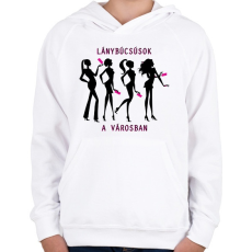 PRINTFASHION Lánybúcsúsok - Gyerek kapucnis pulóver - Fehér