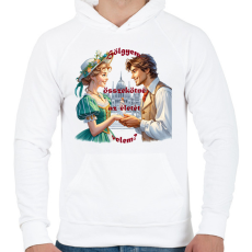 PRINTFASHION Lánykérés - Férfi kapucnis pulóver - Fehér