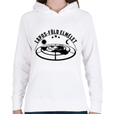 PRINTFASHION Lapos-föld elmélet - Női kapucnis pulóver - Fehér női pulóver, kardigán