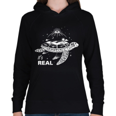 PRINTFASHION Lapos-föld hívő - Női kapucnis pulóver - Fekete