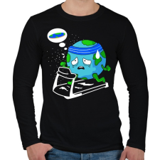 PRINTFASHION Lapos föld kardió - Férfi hosszú ujjú póló - Fekete férfi póló