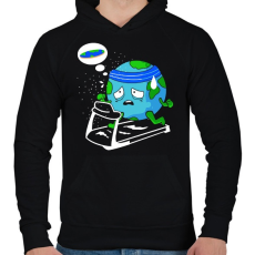 PRINTFASHION Lapos föld kardió - Férfi kapucnis pulóver - Fekete