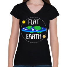 PRINTFASHION Lapos föld - Női V-nyakú póló - Fekete