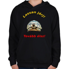 PRINTFASHION lassan járj - Gyerek kapucnis pulóver - Fekete gyerek pulóver, kardigán