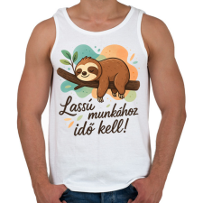 PRINTFASHION lassú munkához idő kell - Férfi atléta - Fehér atléta, trikó