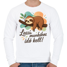 PRINTFASHION lassú munkához idő kell - Férfi pulóver - Fehér férfi pulóver, kardigán