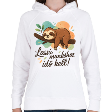 PRINTFASHION lassú munkához idő kell - Női kapucnis pulóver - Fehér női pulóver, kardigán