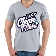 PRINTFASHION Last clean t-shirt - Férfi V-nyakú póló - Sport szürke