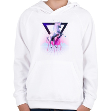 PRINTFASHION Last laser unicorn - Gyerek kapucnis pulóver - Fehér