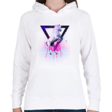 PRINTFASHION Last laser unicorn - Női kapucnis pulóver - Fehér