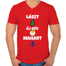 PRINTFASHION LÁSZT KRISZMÖSZ - Férfi V-nyakú póló - Piros férfi póló