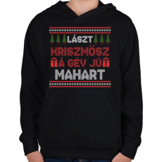 PRINTFASHION Lászt kriszmösz karácsonyi mintás fekete póló - Gyerek kapucnis pulóver - Fekete