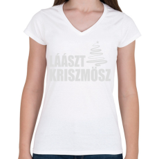 PRINTFASHION Lászt kriszmösz karácsonyi póló - Női V-nyakú póló - Fehér