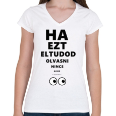 PRINTFASHION LÁTÁS TESZT - Női V-nyakú póló - Fehér