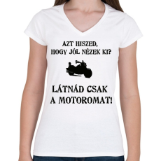 PRINTFASHION LÁTNÁD1 - Női V-nyakú póló - Fehér