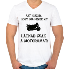 PRINTFASHION LÁTNÁD3 - Férfi V-nyakú póló - Fehér