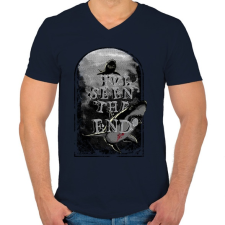 PRINTFASHION Látod a végét - Férfi V-nyakú póló - Sötétkék férfi póló