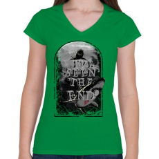 PRINTFASHION Látod a végét - Női V-nyakú póló - Zöld