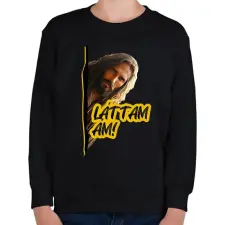 PRINTFASHION Láttam ám - Jézus mém - Gyerek pulóver - Fekete gyerek pulóver, kardigán